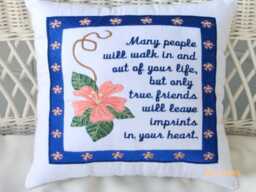 Embroidered Friends Pillow Sentimental Moving Away Gift - thumbnail 1