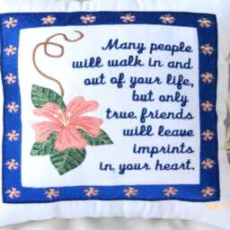 Embroidered Friends Pillow Sentimental Moving Away Gift - thumbnail 3