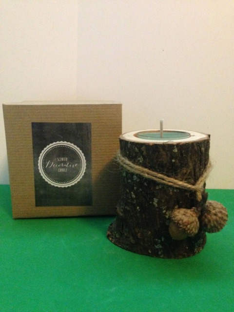 1 Pc. Birch Or Oak Holders, Tea Lights Scented Froser Fir Candles - image 1