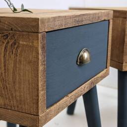The Jorgi /A Handmade Side- Bedside - Occasional Table Solid Reclaimed Timber With Hand Turned Tapered Legs - thumbnail 2