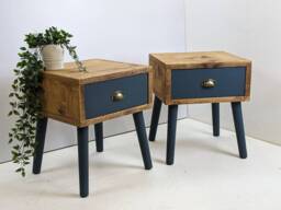 The Jorgi /A Handmade Side- Bedside - Occasional Table Solid Reclaimed Timber With Hand Turned Tapered Legs
