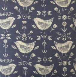 Scandinavian Bird Throw Pillow Cover Denim Blue Linen Cushion - thumbnail 2