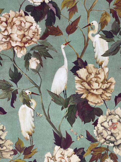 Custom Roman Blind Vintage Botanical Print, Green Cotton Fabric - image 1
