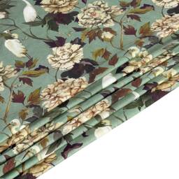 Custom Roman Blind Vintage Botanical Print, Green Cotton Fabric - thumbnail 3