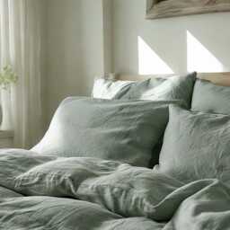 Sage Linen Bedding Set Rustic Duvet Cover & 2 Pillowcases Soft Medium Weight Bedding, Stonewashed Comfort - thumbnail 3