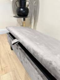 Cream Velvet Ottoman Storage Bench - Handmade Chesterfield Design - thumbnail 2