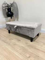 Cream Velvet Ottoman Storage Bench - Handmade Chesterfield Design