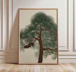 Japanese Pine Tree Poster - Minimalist Nature Wall Art Print Zen Botanical Design Asian Inspired Home Decor Tranquil Forest Artwork - thumbnail 1