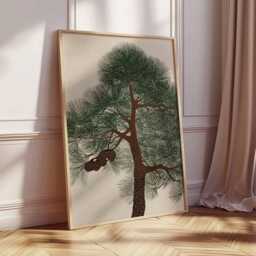 Japanese Pine Tree Poster - Minimalist Nature Wall Art Print Zen Botanical Design Asian Inspired Home Decor Tranquil Forest Artwork - thumbnail 2