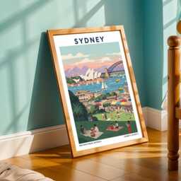 Sydney Opera House Retro Art Print Mid-Century Modern Travel Poster - thumbnail 2