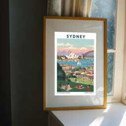 Sydney Opera House Retro Art Print Mid-Century Modern Travel Poster - thumbnail 3