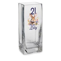 Personalised Birthday Flower Vase Gift Any Age With Bunny 70Th, 60Th, 50Th, 40Th, 30Th, 21st - thumbnail 1