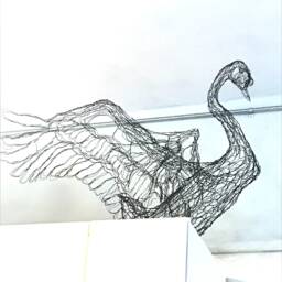 Mute Swan Taking Flight 3D Wire Sculpture By Award-Winning Artist Elizabeth Berrien - thumbnail 2