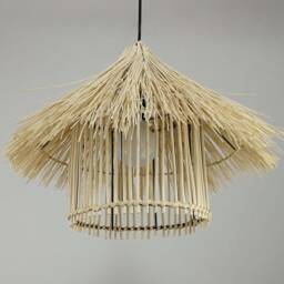 Rural Style Rattan Pendant Light, House-Shaped Lighting, Decorative Ceiling Lights, Width 17.7 - thumbnail 2