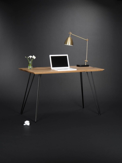 Edge - Solid Wooden Desk, Modern Table With Metal Hairpin Legs - image 1