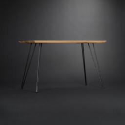 Edge - Solid Wooden Desk, Modern Table With Metal Hairpin Legs - thumbnail 2