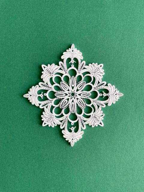 Christmas Tree Ornament - Quilled Snowflake Mandala Quilling Decor Eco Friendly - image 1
