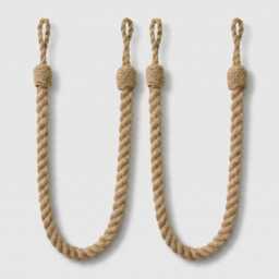 2x Natural Rope Tieback, Jute 100% - 600mm Embrace Tieback Pair - thumbnail 1