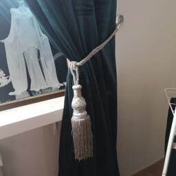 1 Silver Beautiful Luxurious Vintage Look Handmade Window Treatment Curtain Drapery Tassel Double Cord/Rope Tieback/Holdback Drape Pull Back - thumbnail 3