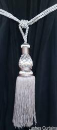 1 Silver Beautiful Luxurious Vintage Look Handmade Window Treatment Curtain Drapery Tassel Double Cord/Rope Tieback/Holdback Drape Pull Back