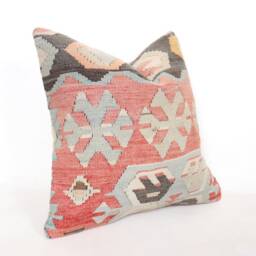 Kilim Cushion Cover, Pillow, Home Decor, Cojin Lana K20 , Unico, 40x40 cm , 16x16Inc, Decor , Decorative - thumbnail 3