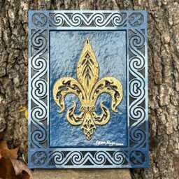 Fleur-De-Lis - Han Painted Cast Paper Heraldry Flower Of The Lily French Scottish Welsh England Aesthetic Wall Decor - thumbnail 2