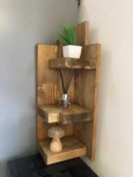 Corner Shelf, Wooden Art Wall Organiser, Handcrafted Decoration, Centerpiece Pedestal, Candle Stand, Plant Stand