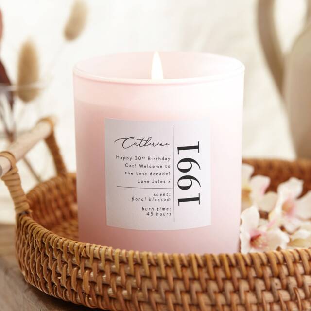 Personalised 30Th Birthday Candle Gift Pink Scented For Her - image 1