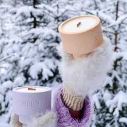 Pastel Concrete Jar Candle, Crackling Wooden Wick Soy Wax, 8 Oz - thumbnail 2