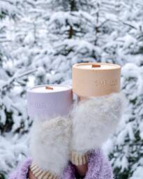 Pastel Concrete Jar Candle, Crackling Wooden Wick Soy Wax, 8 Oz