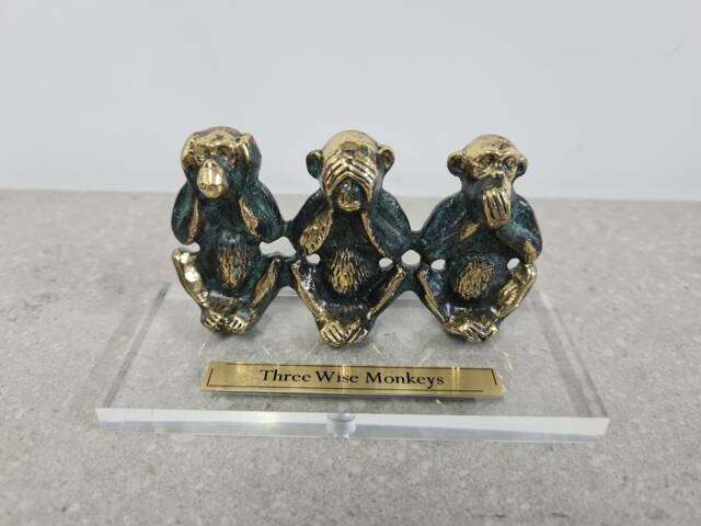 Personalized Brass Monkeys, Three Wise Monkeys Figurine, Home Decor, Collectible, Bronze Art - image 1