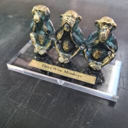 Personalized Brass Monkeys, Three Wise Monkeys Figurine, Home Decor, Collectible, Bronze Art - thumbnail 2