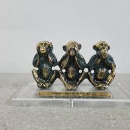 Personalized Brass Monkeys, Three Wise Monkeys Figurine, Home Decor, Collectible, Bronze Art - thumbnail 3
