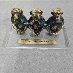 Personalized Brass Monkeys, Three Wise Monkeys Figurine, Home Decor, Collectible, Bronze Art - thumbnail 4