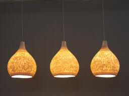 3 Hanging Porcelain Pendant Lights. Dining Room Chandelier Lighting - thumbnail 1