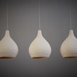 3 Hanging Porcelain Pendant Lights. Dining Room Chandelier Lighting - thumbnail 2