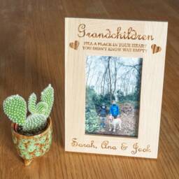 Grandparents Oak Photo Frame Wooden Engraved Personlised Freestanding Gift From The Grandkids/Grandchildren For Grandad/Grandpa Father's Day