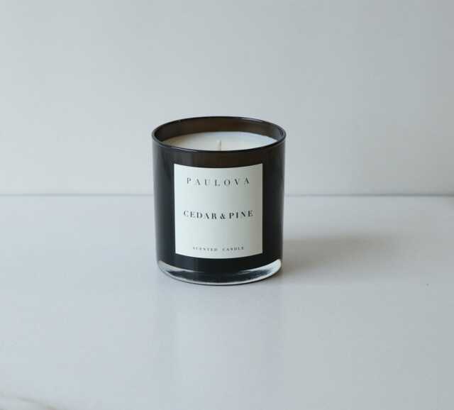 Cedar & Pine Coconut Wax Candle, Black Glass - image 1