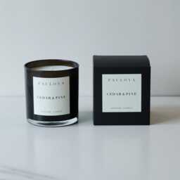 Cedar & Pine Coconut Wax Candle, Black Glass - thumbnail 2