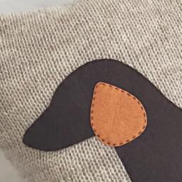 "Knit Dachshund Pillow Cover Handmade Throw Cushion - 16""x16" - thumbnail 3