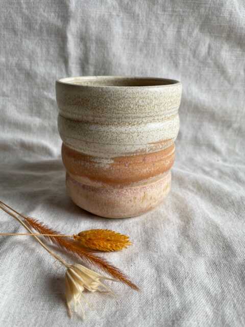 Dunes Bubble Ceramic Cup Or Planter, Handmade Glazed Pot, 350Ml Beige Vessel, Unique British Gift, Handcrafted Plant Pots, Coffee Cup - image 1