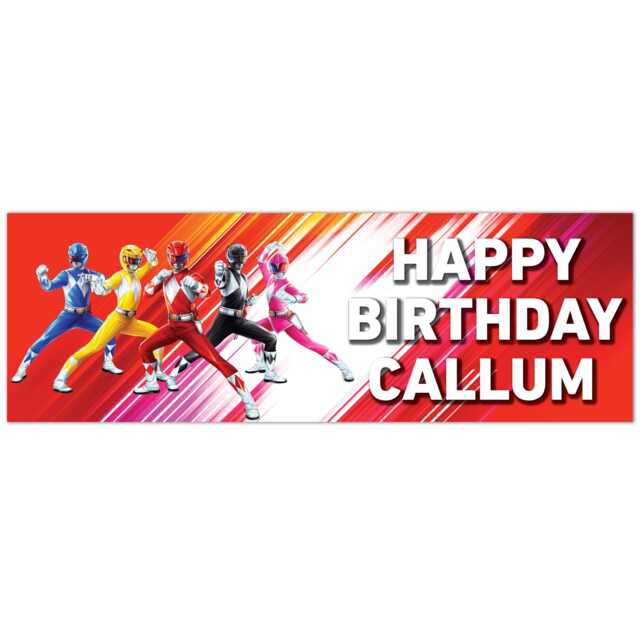 Power Rangers Birthday - Group Red Personalised Banner Wall Sticker by ...