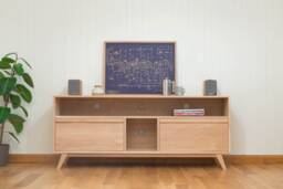 Handmade Solid Oak Tv Unit Modern Scandinavian Media Console