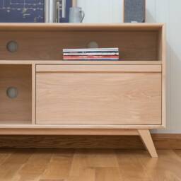 Handmade Solid Oak Tv Unit Modern Scandinavian Media Console - thumbnail 3