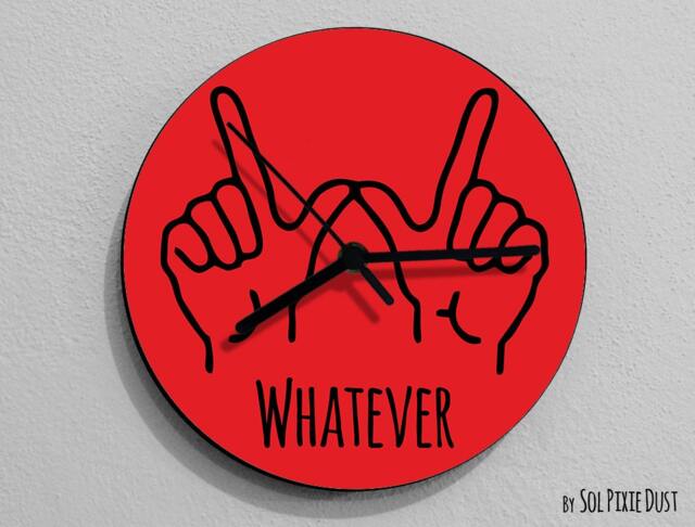 Whatever Hand Symbol/Round Red - Wall Clock - image 1