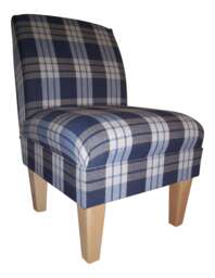 Bedroom Chair On Wooden Beech Coloured Legs - Kintyre Indigo Blue Tartan Fabric - thumbnail 1