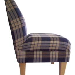 Bedroom Chair On Wooden Beech Coloured Legs - Kintyre Indigo Blue Tartan Fabric - thumbnail 2