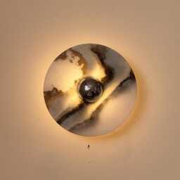 Marble Disk Brass Dome Wall Light 20cm - Modern Minimalist Sconce Lamp - thumbnail 4