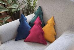 Velvet Christmas Tree Pillow - Holiday Cushion Farmhouse Decor Cozy Sofa Gift
