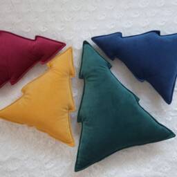Velvet Christmas Tree Pillow - Holiday Cushion Farmhouse Decor Cozy Sofa Gift - thumbnail 2